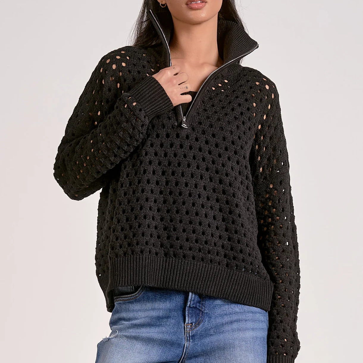 1/2 Zip Open K Sweater Tops