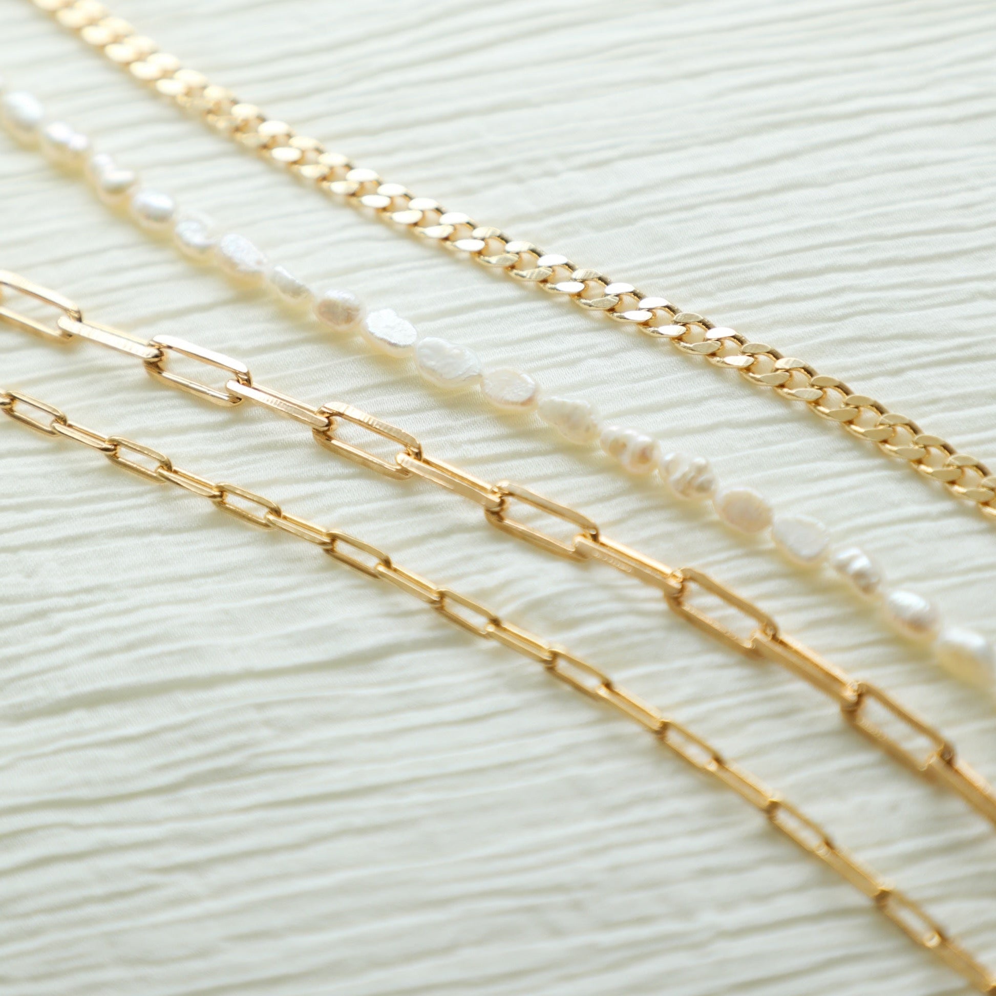 18k Gold Filled Mini Paperclip Chain Necklaces