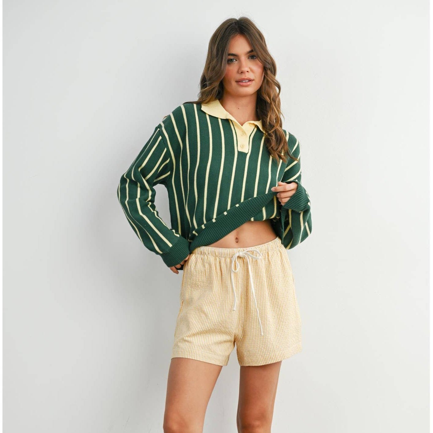 BUTTERMELON - Collared Striped Polo Sweater - BMW8005