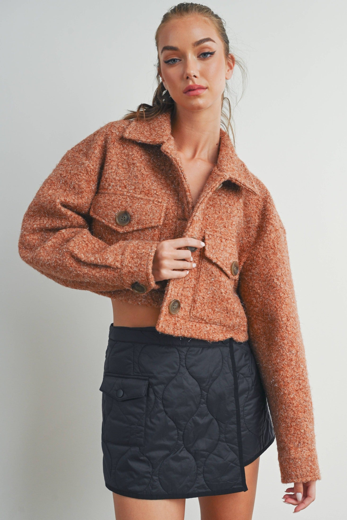 BUTTERMELON - PLAID POCKET FALL SHACKET - BMJ7011