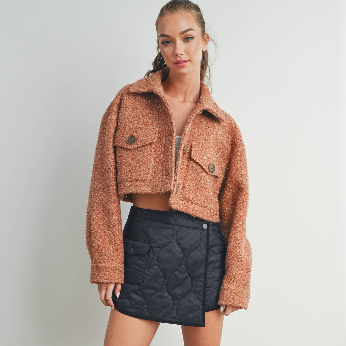 BUTTERMELON - PLAID POCKET FALL SHACKET - BMJ7011