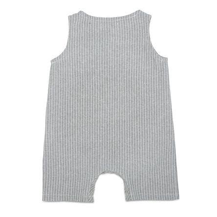 Babe Basics - Grey & White Striped Sleeveless Crop Linen Baby Romper