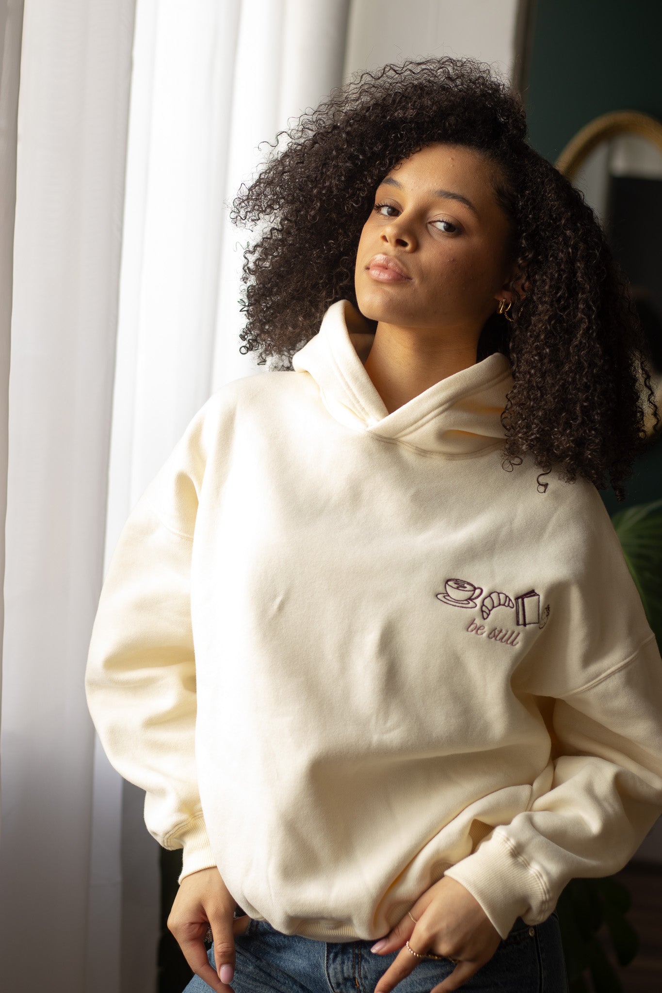 'Be Still' Embroidered Oversized Hoodie Sweatshirts