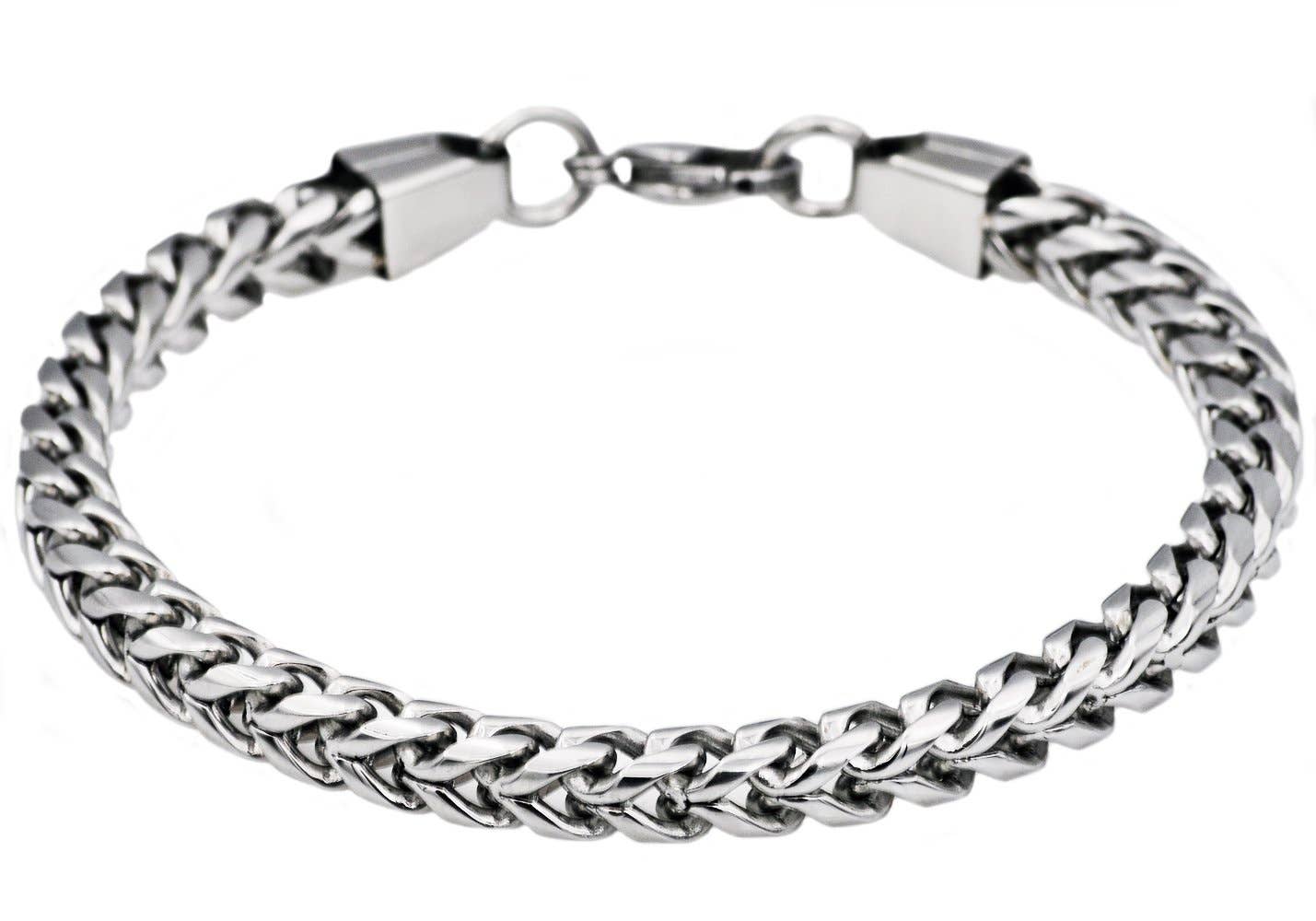 Blackjack Mens Jewelry - Men's Stainless Steel Rounded Franco Link Chain Bracelet