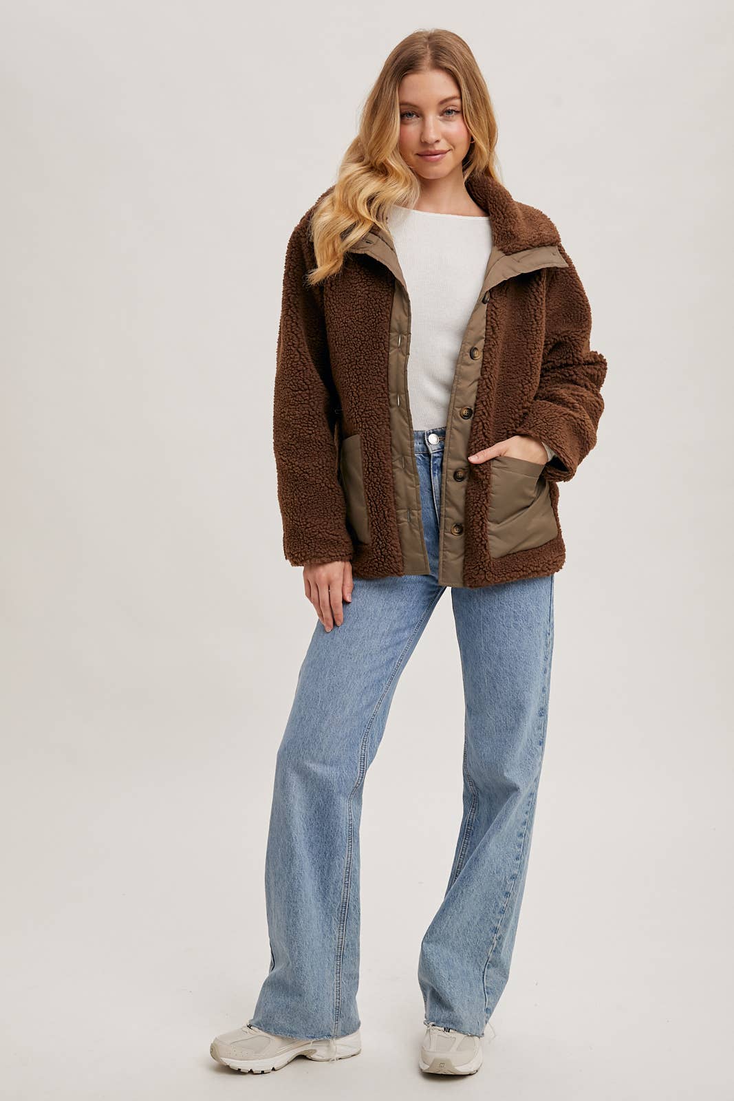 Bluivy - BUTTON DOWN CONTRAST FLEECE JACKET