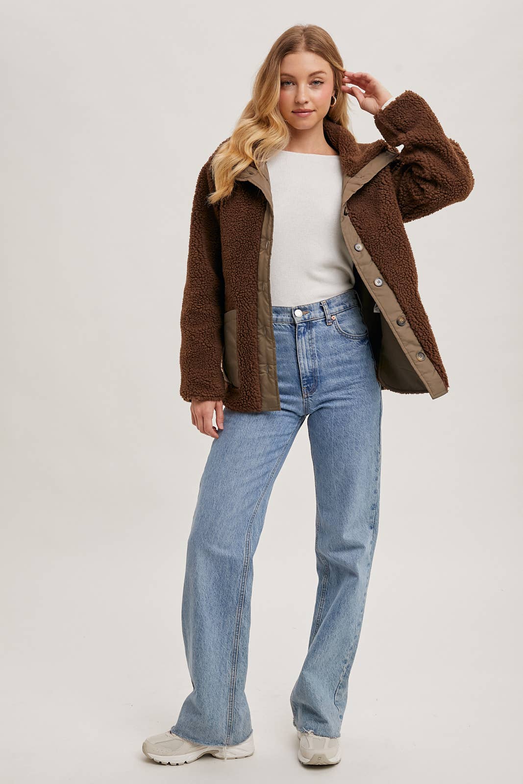 Bluivy - BUTTON DOWN CONTRAST FLEECE JACKET