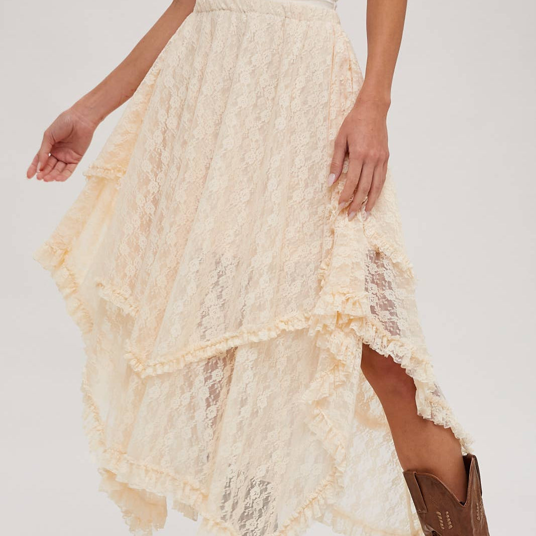 Bluivy - LACE TIER MIDI SKIRT