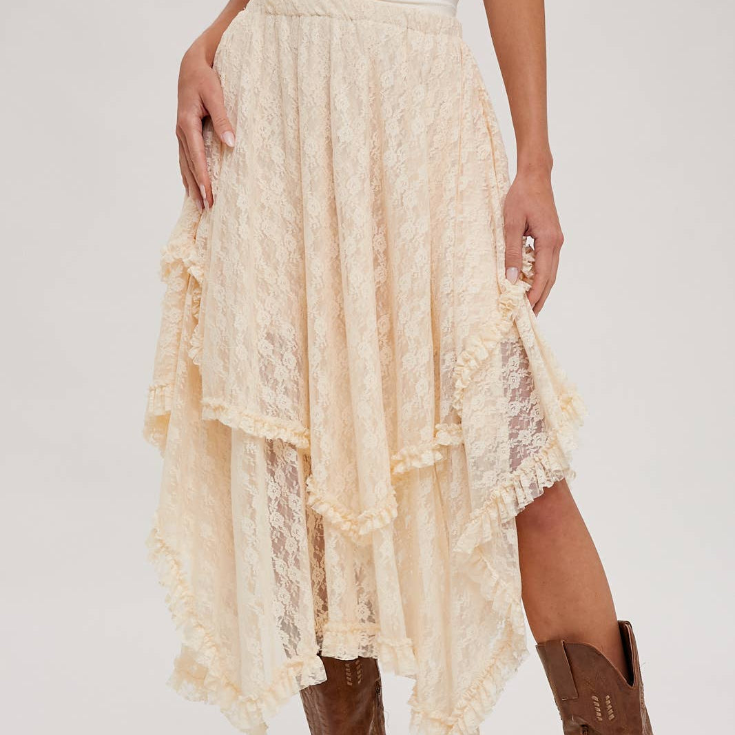 Bluivy - LACE TIER MIDI SKIRT
