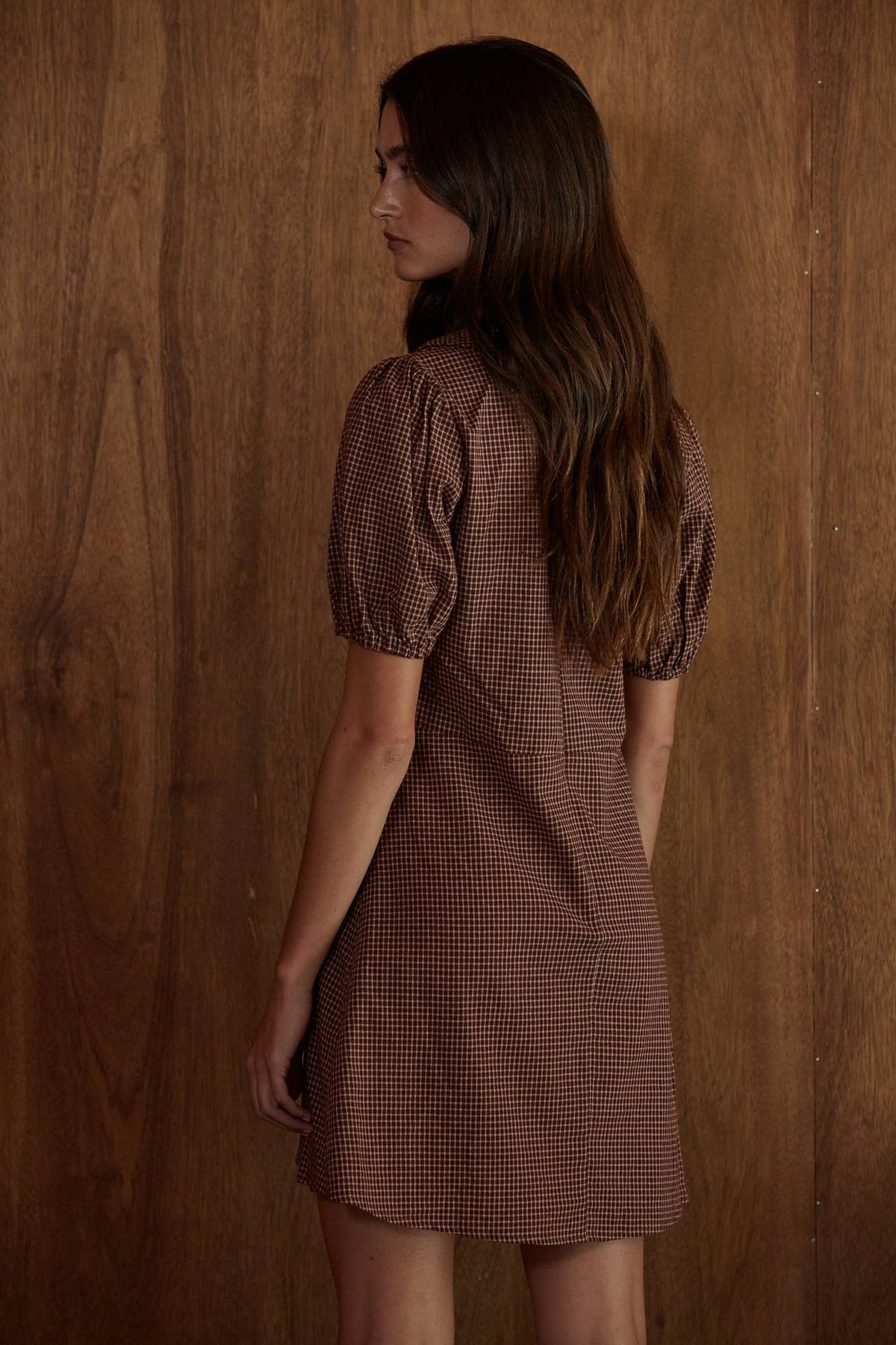 By Together - L10200 | Woven Cotton Printed Collar Plunged V-Neck Mini
