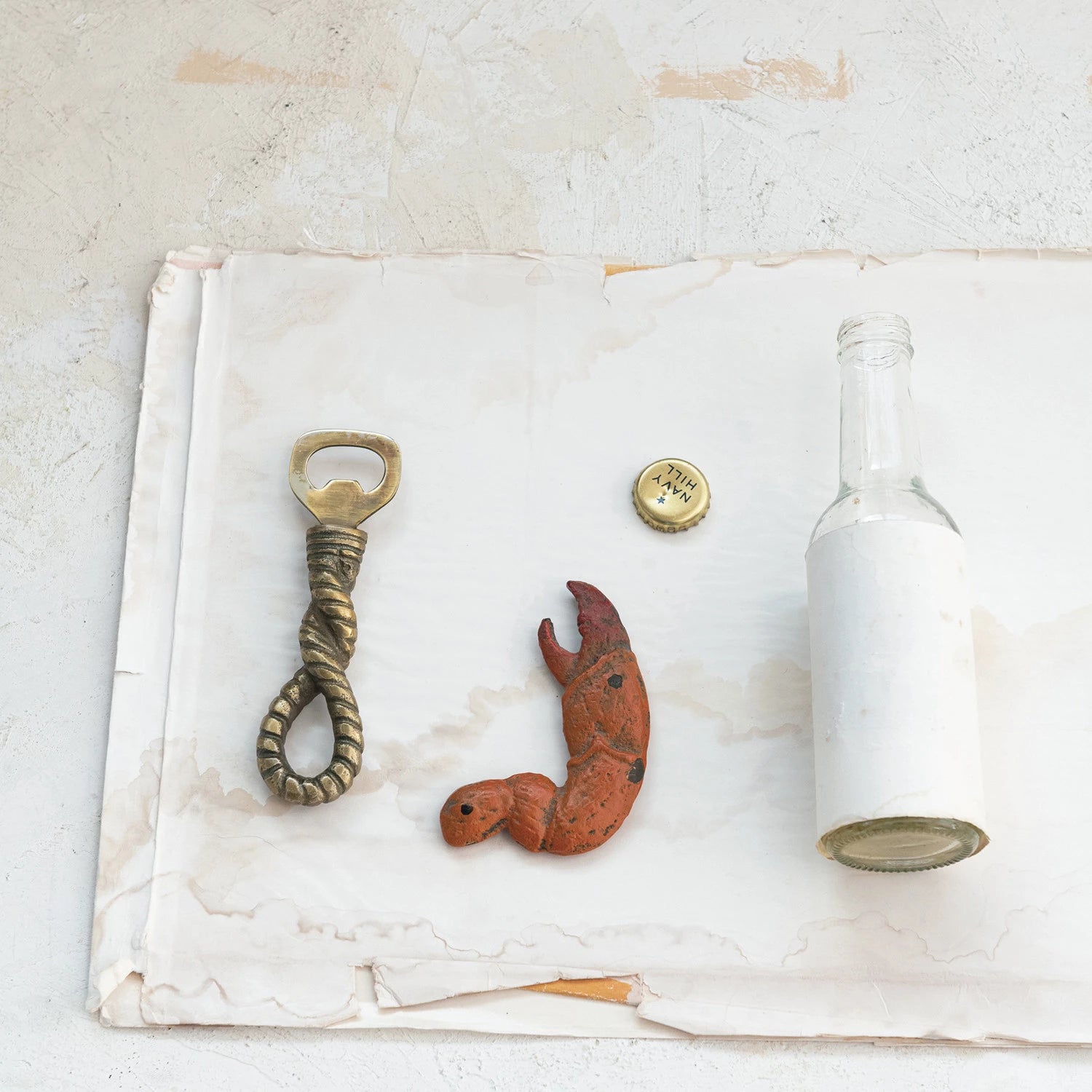 Cast Aluminum & Stainless Steel Rope Shaped Bottle Opener Kitchen + Drinkware