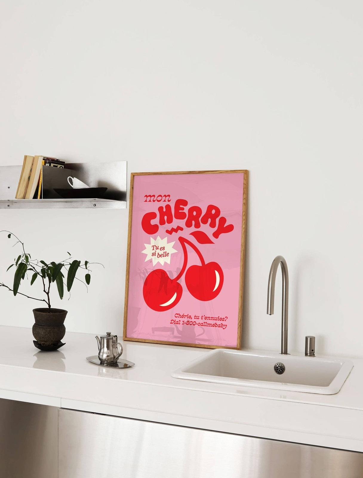 Cherry, Tu Es Si Belle Print - White / 11 x 14 Home Decor