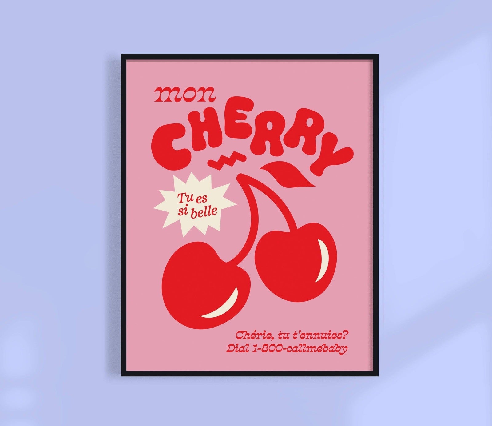 Cherry, Tu Es Si Belle Print - White / 11 x 14 Home Decor