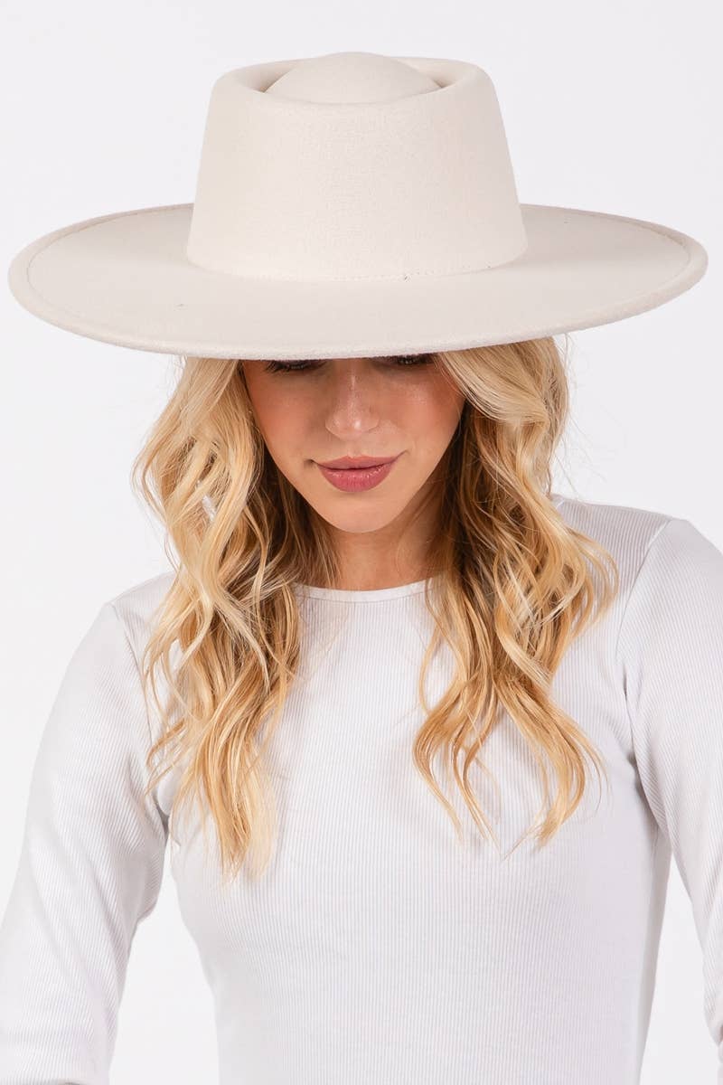 Collections by Fame Accessories - Flat Brim Pork Pie Fashion Hat