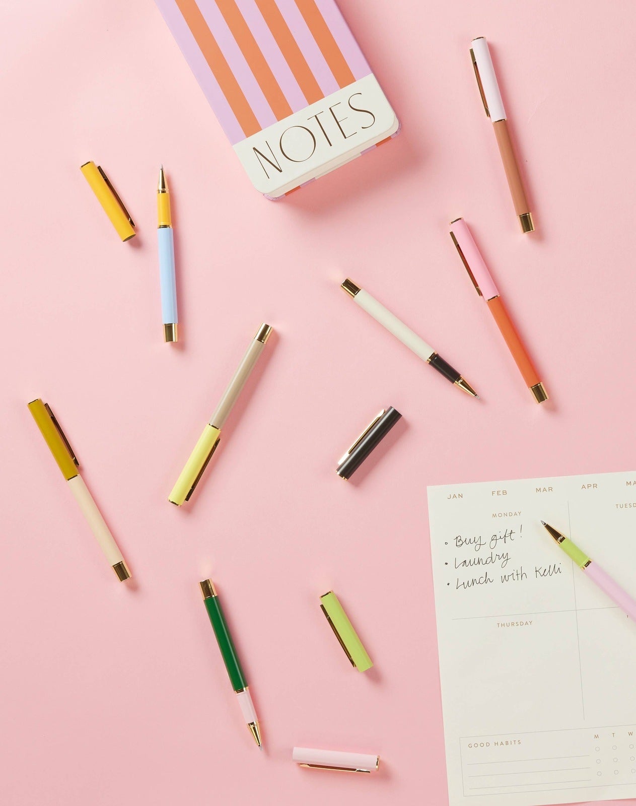 Color Block Pens, Set Of 2 Notebooks + Journals