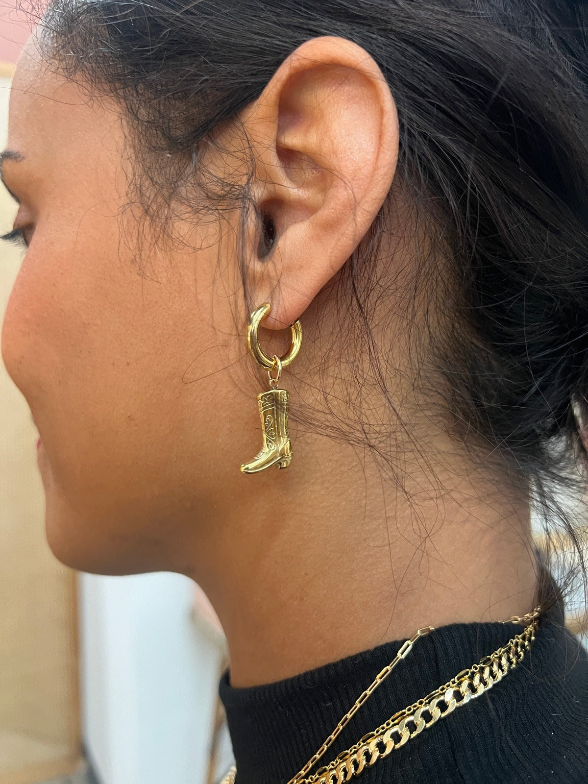 Cowboy Boot Huggie Earrings -Gold or Silver Earrings