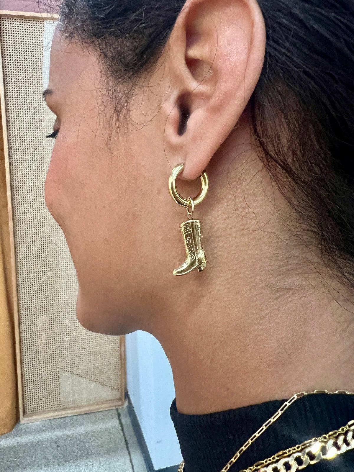 Cowboy Boot Huggie Earrings -Gold or Silver Earrings