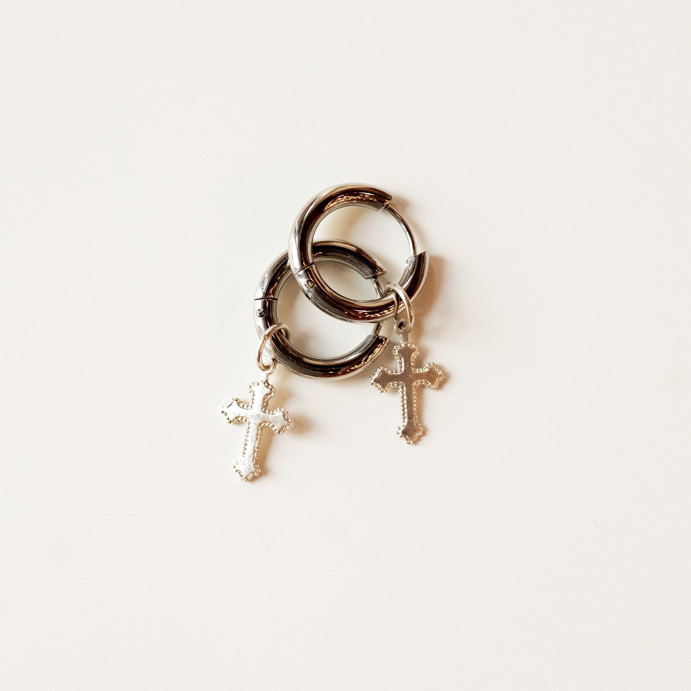 Cross Hoops Earrings