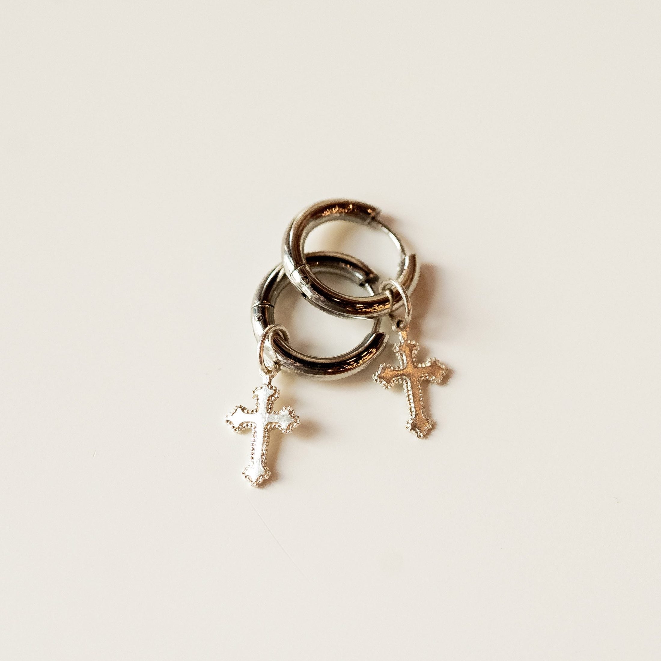 Cross Hoops Earrings