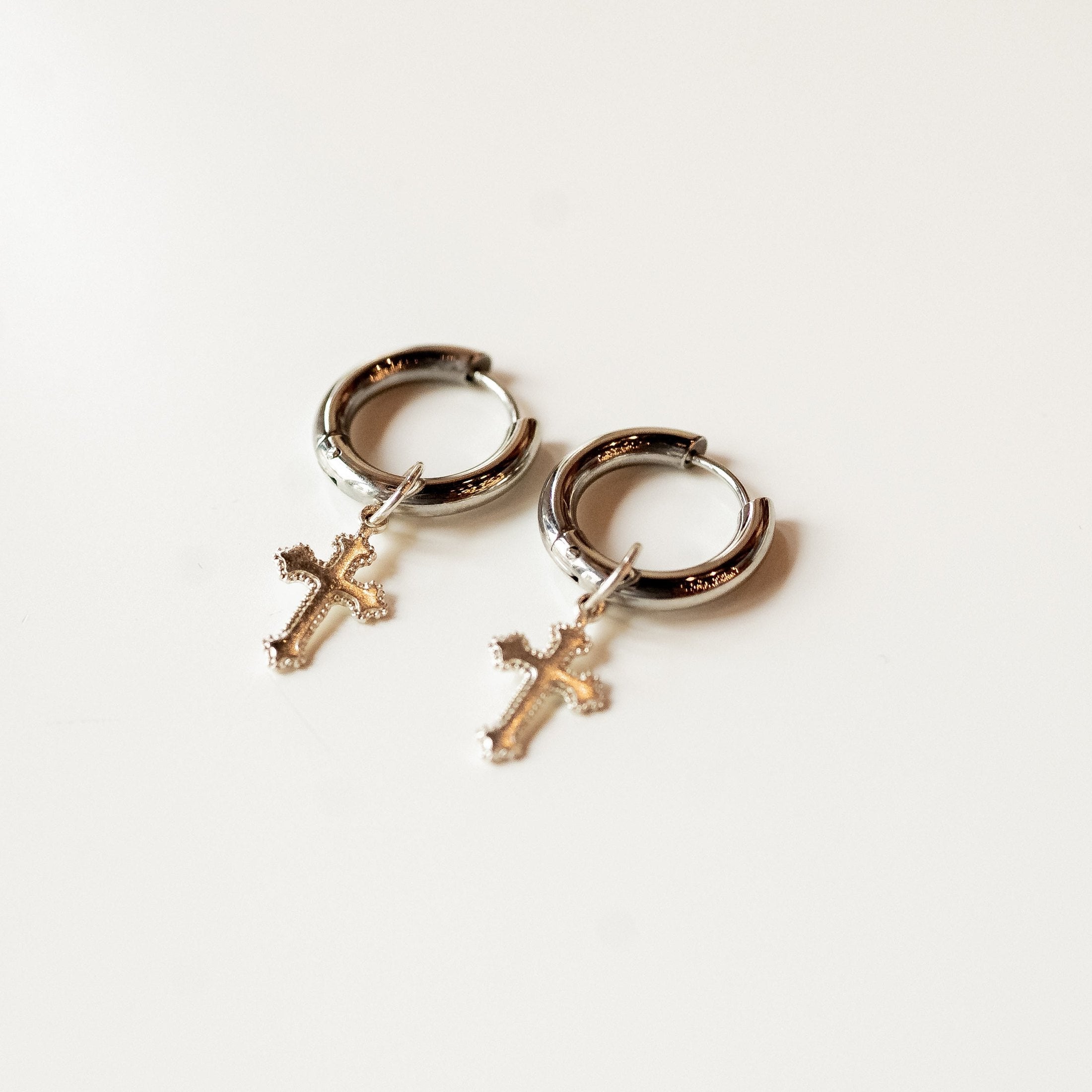 Cross Hoops Earrings