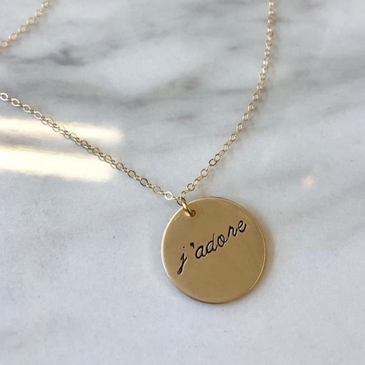 Custom Stamped Brass Disc Necklace Necklaces