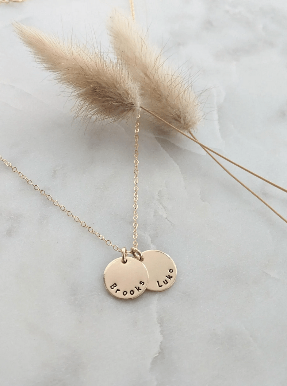 Custom Stamped Brass Disc Necklace Necklaces