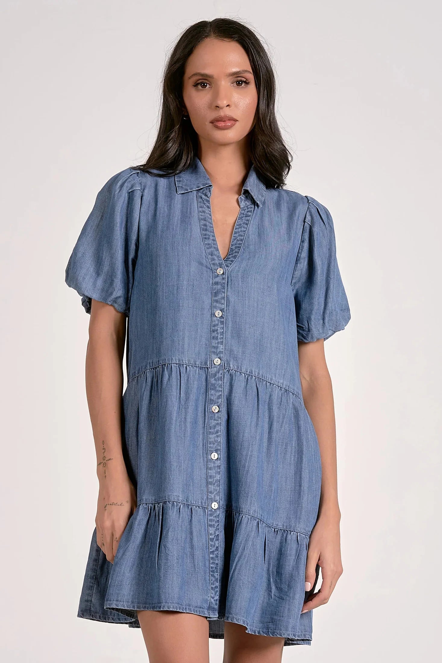 Denim Collard Button Dress Dresses + Jumpsuits