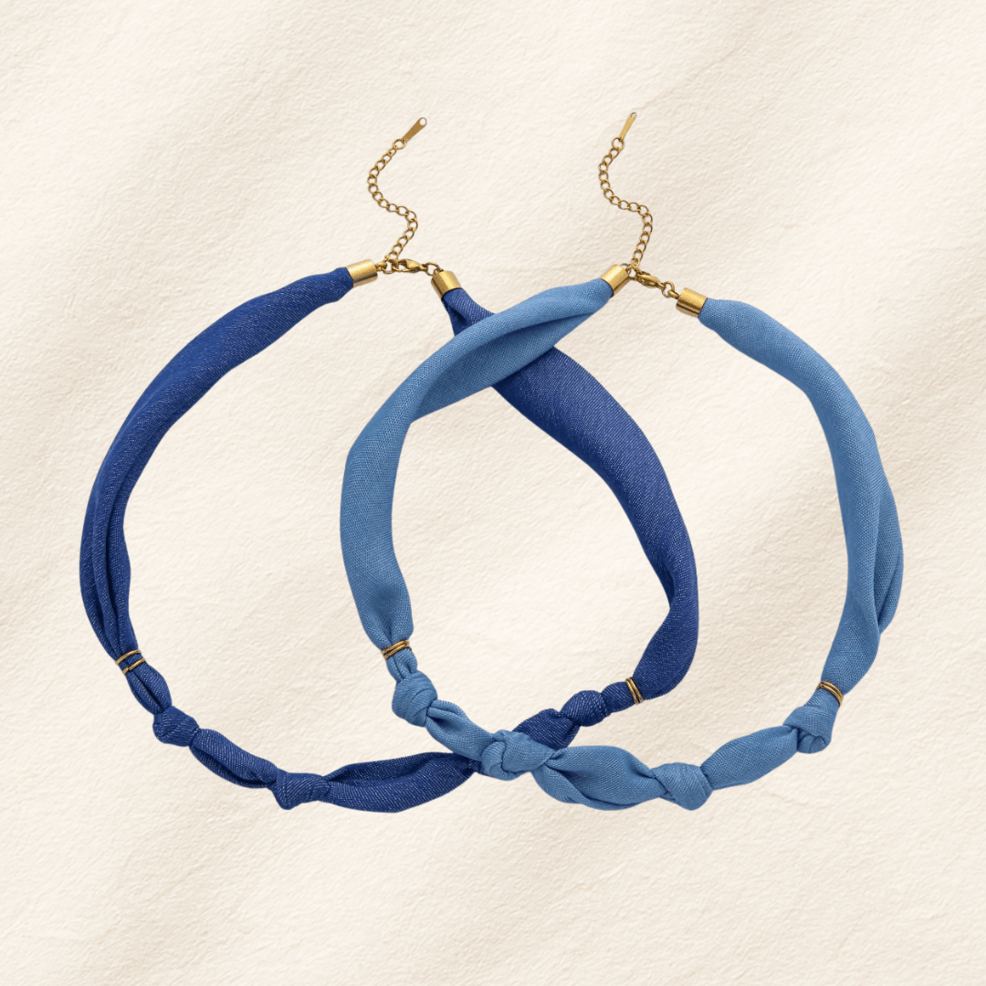 Denim Silk Scarf Necklace Necklaces