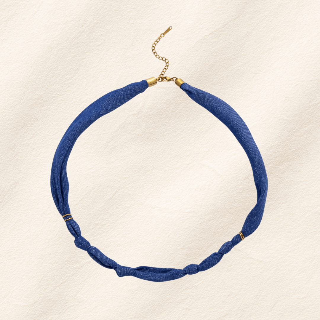 Denim Silk Scarf Necklace Necklaces