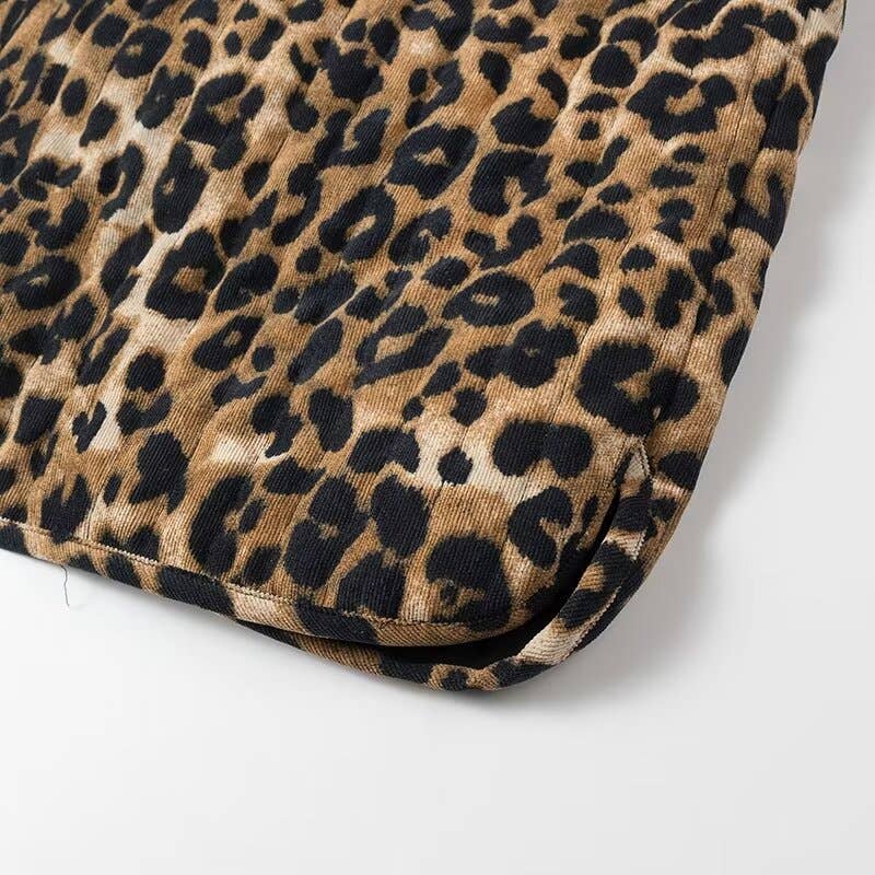 Dipped Shop - Corduroy Leopard Bow Casual Padded Vest DPT251511