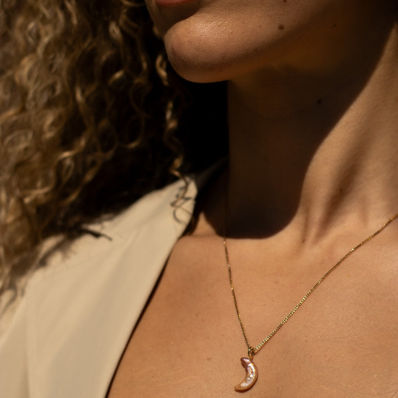 Esther Pearl Moon Necklace Necklaces