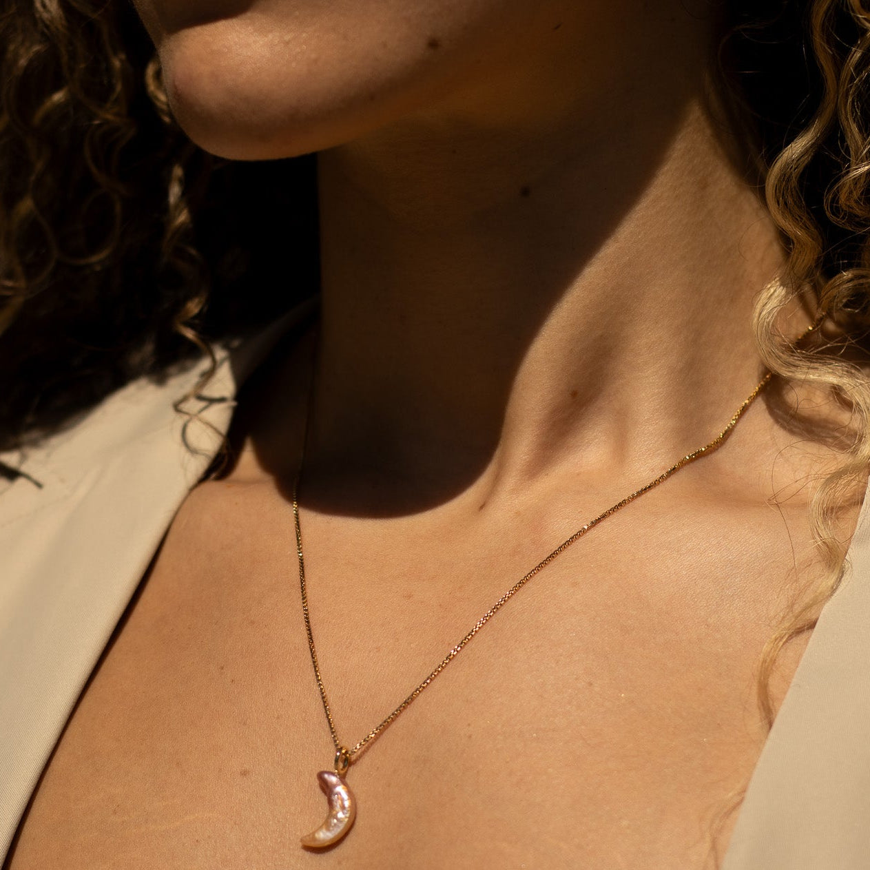 Esther Pearl Moon Necklace Necklaces