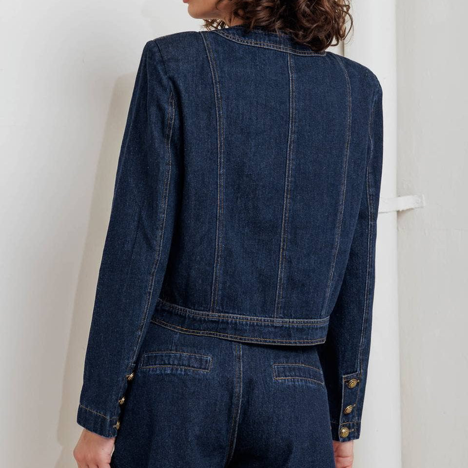 FLYING TOMATO - A washed denim jacket - FJ1270