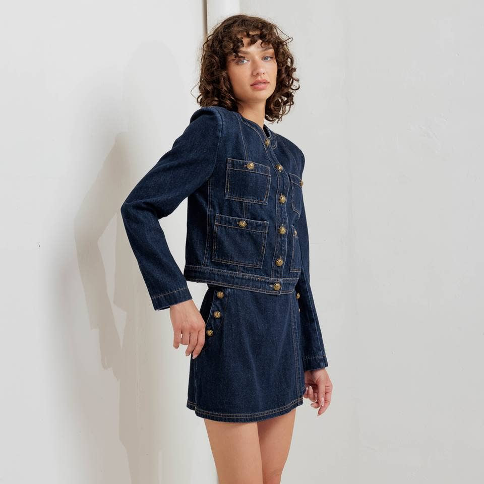 FLYING TOMATO - A washed denim jacket - FJ1270