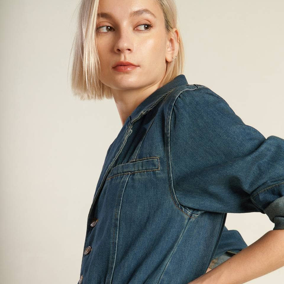 FLYING TOMATO - A washed denim jumpsuit - FP1381