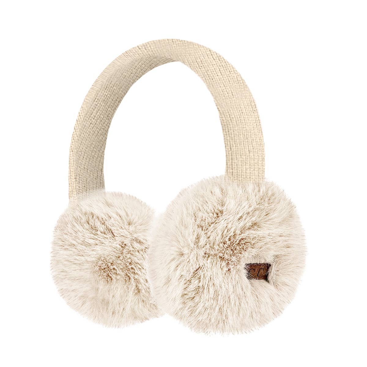 Funky Junque - Women's Adjustable Earmuffs - Faux Mink Fur - Beige