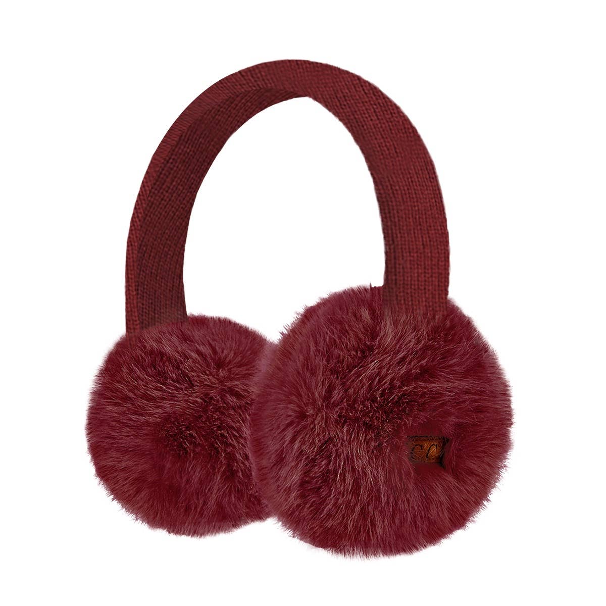 Funky Junque - Women's Adjustable Earmuffs - Faux Mink Fur - Burgundy
