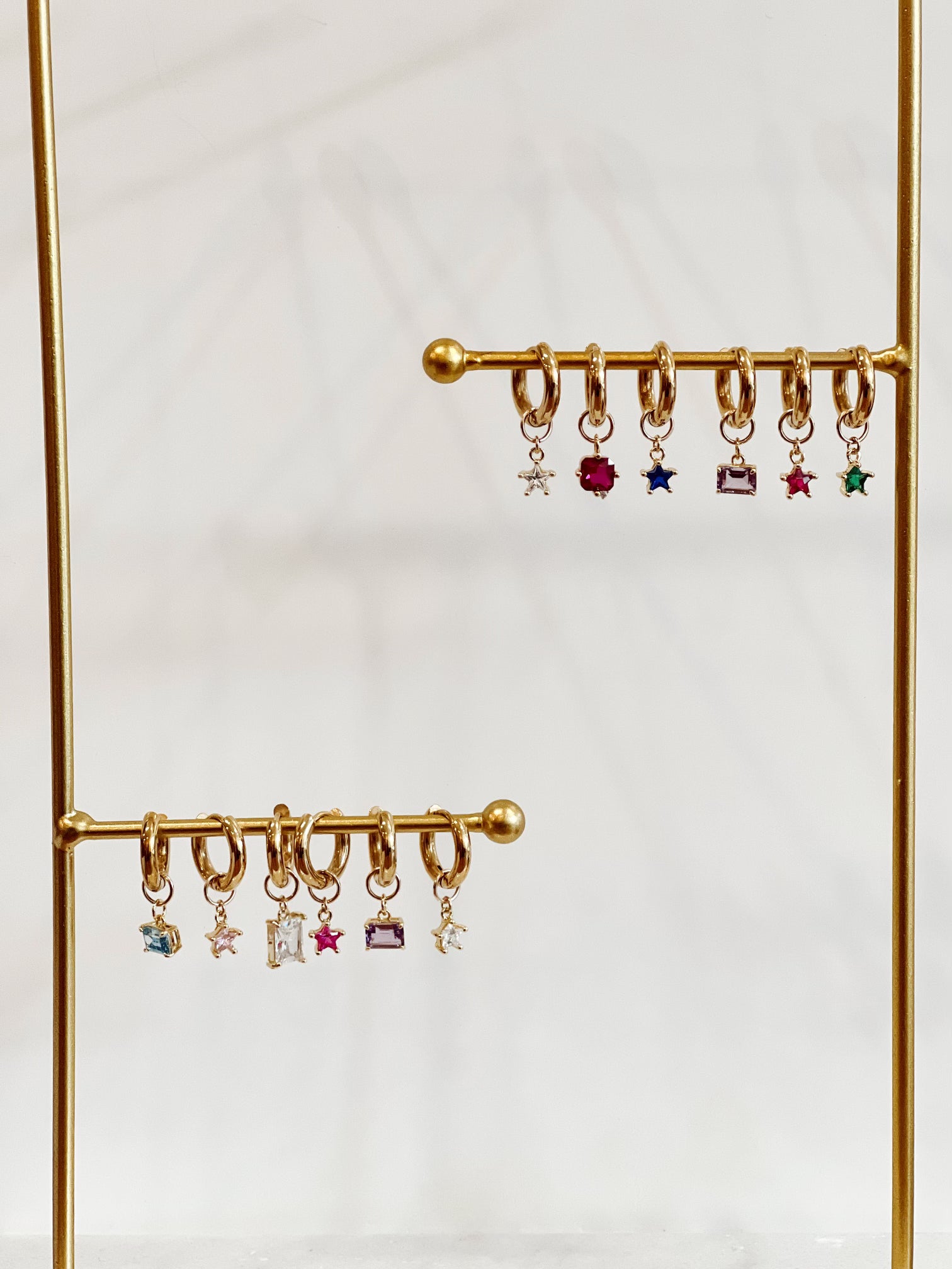 Gemstone Charm Hoops Earrings