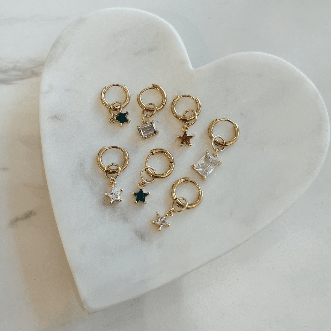 Gemstone Charm Hoops Earrings