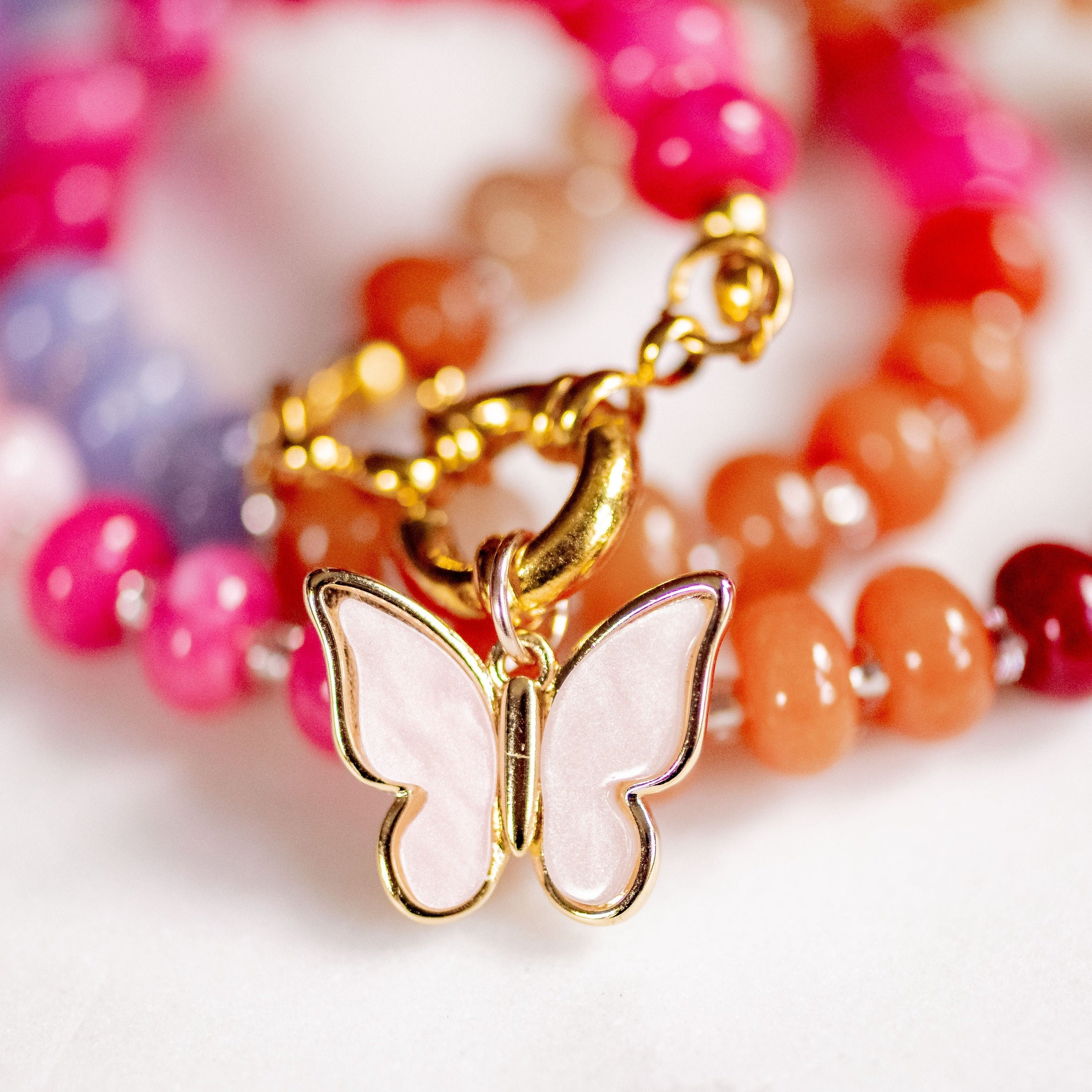Glass Beaded Necklace with Sailor Spring Clasp Necklaces