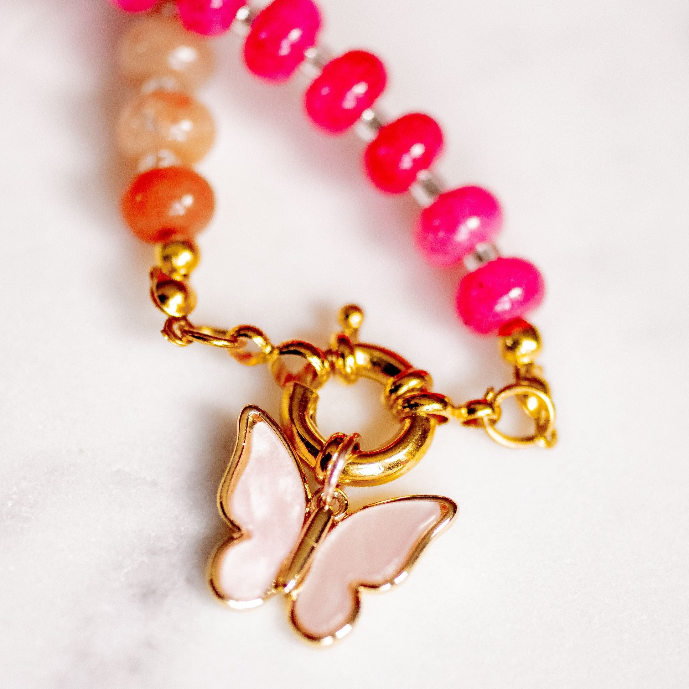 Glass Beaded Necklace with Sailor Spring Clasp Necklaces