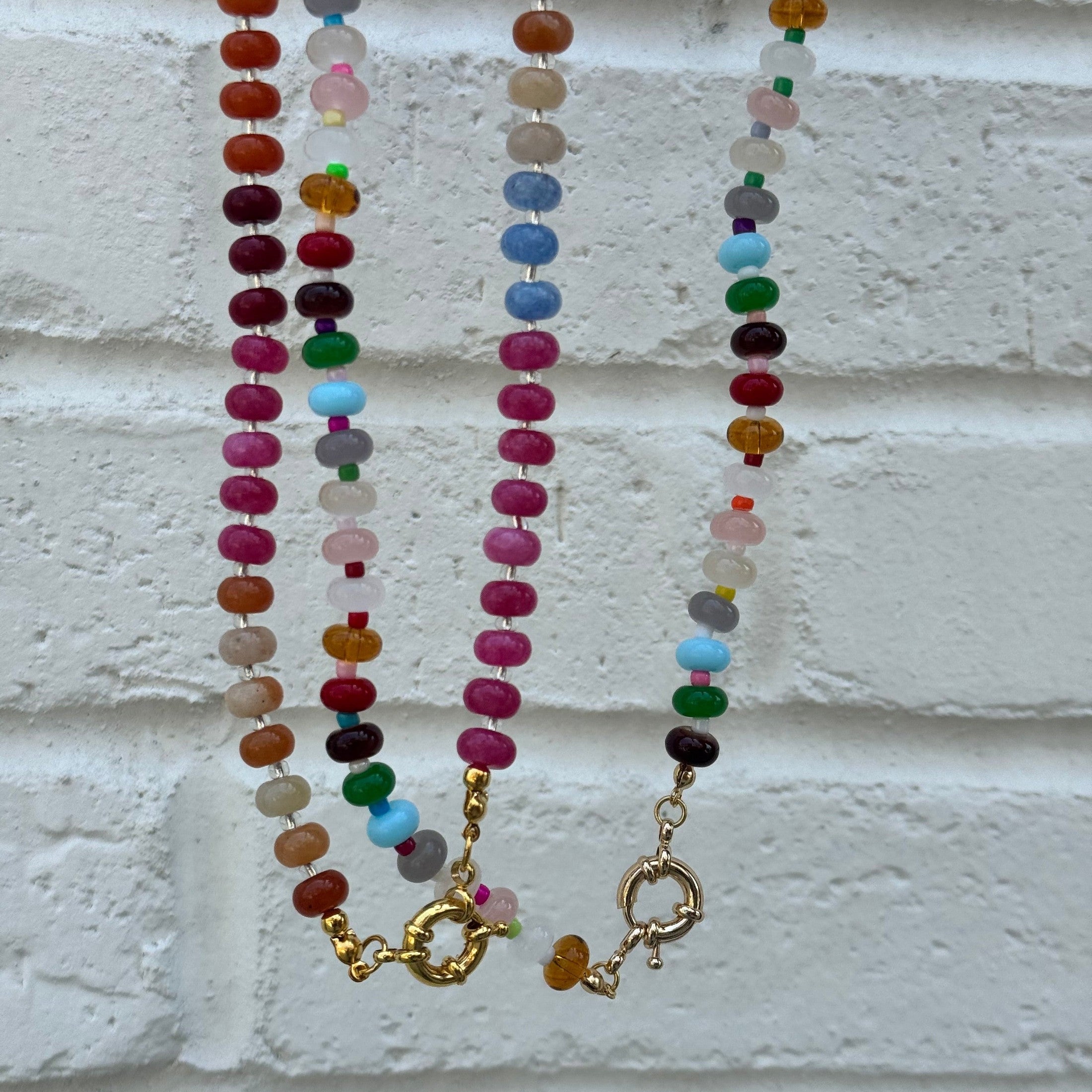 Glass Beaded Necklace with Sailor Spring Clasp Necklaces
