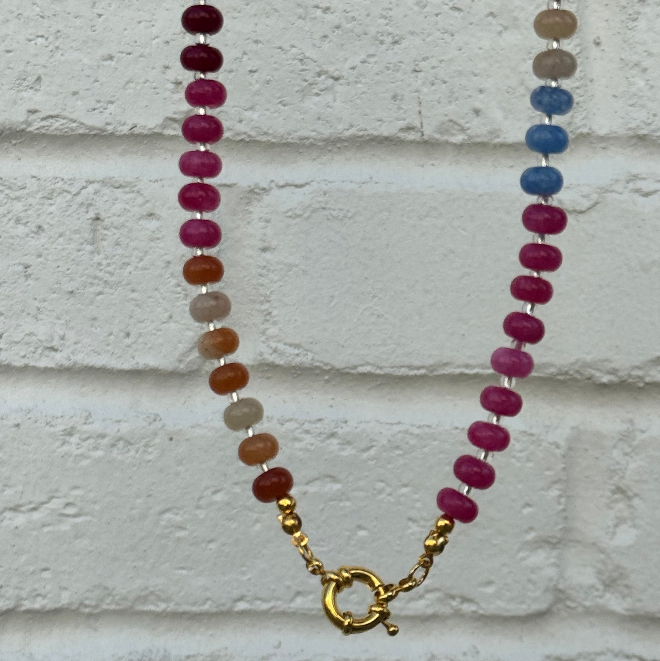 Glass Beaded Necklace with Sailor Spring Clasp Necklaces