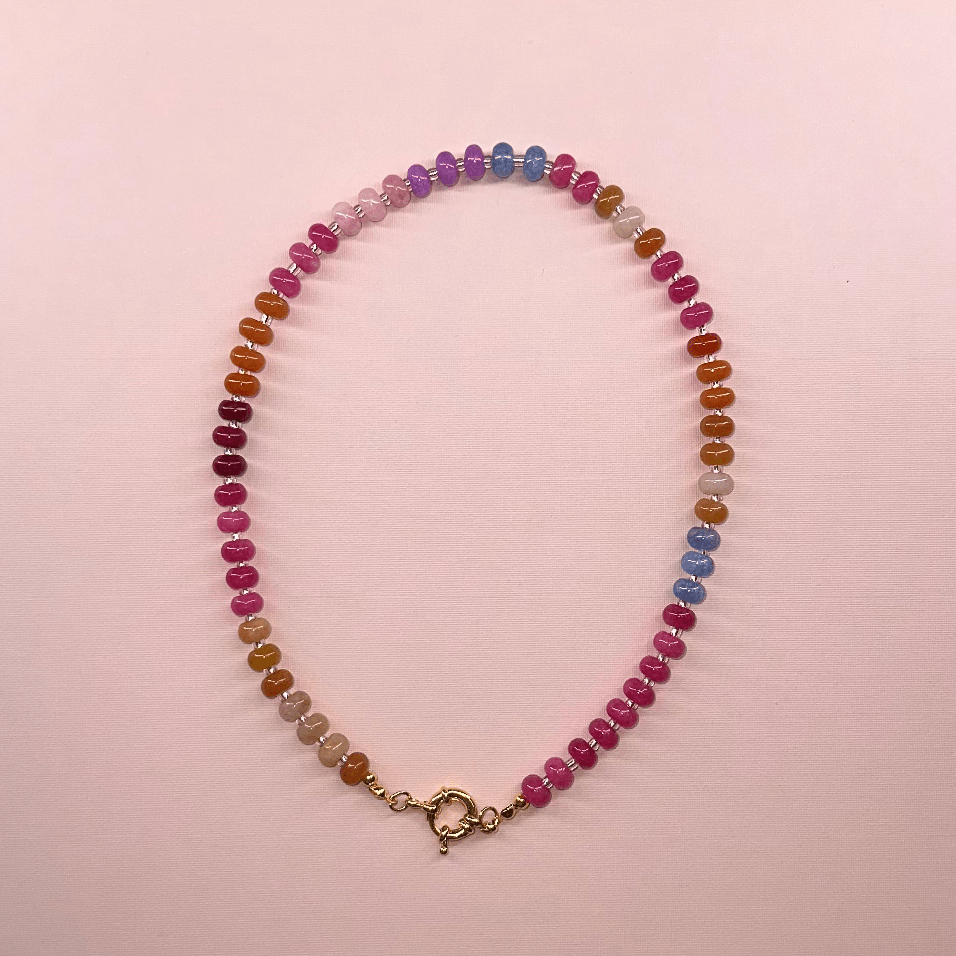Glass Beaded Necklace with Sailor Spring Clasp Necklaces