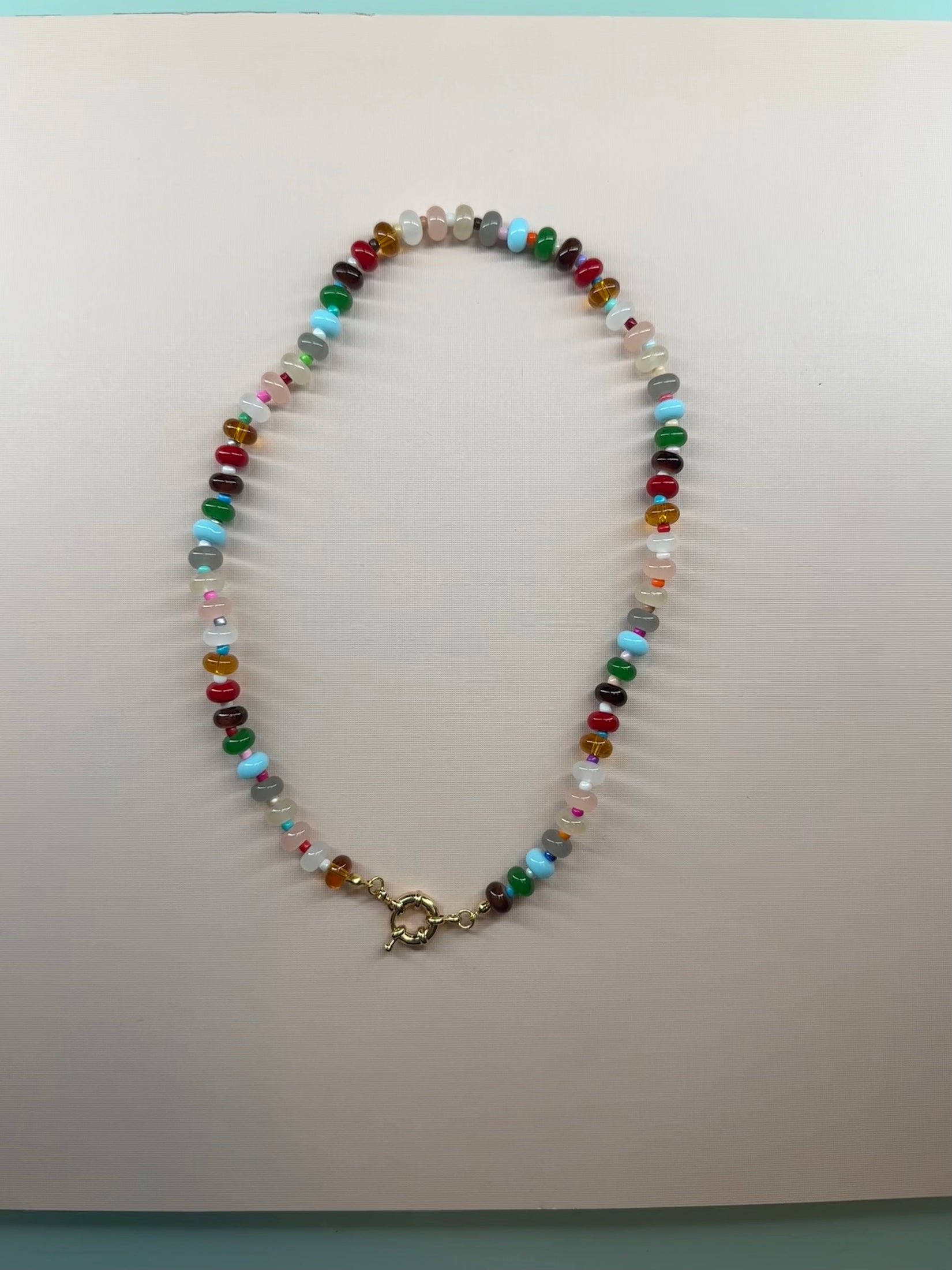 Glass Beaded Necklace with Sailor Spring Clasp Necklaces