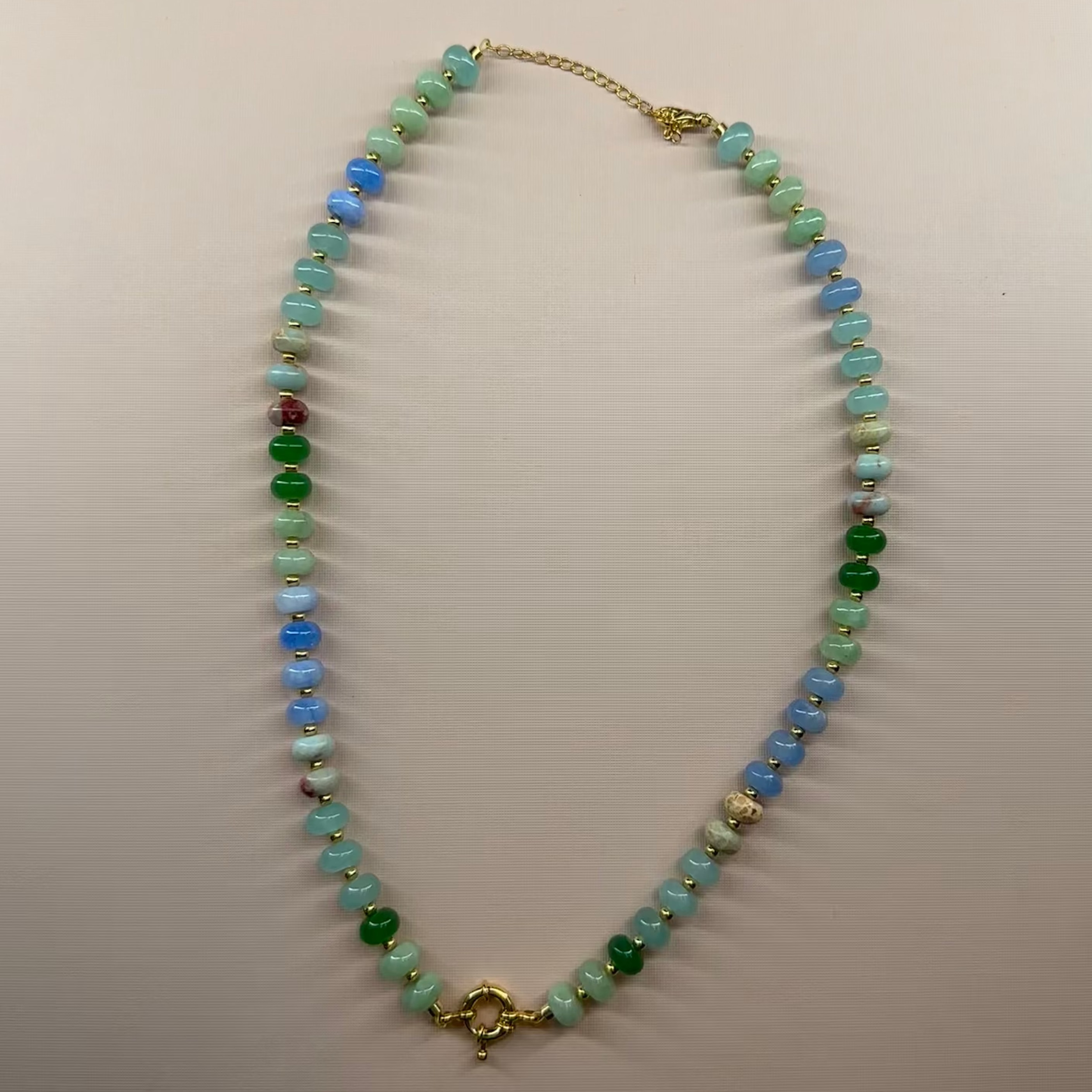 Glass Beaded Necklace with Sailor Spring Clasp Necklaces