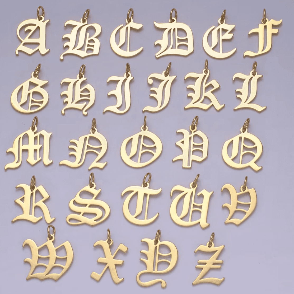 Gold Filled Goth Initial Charms Charms