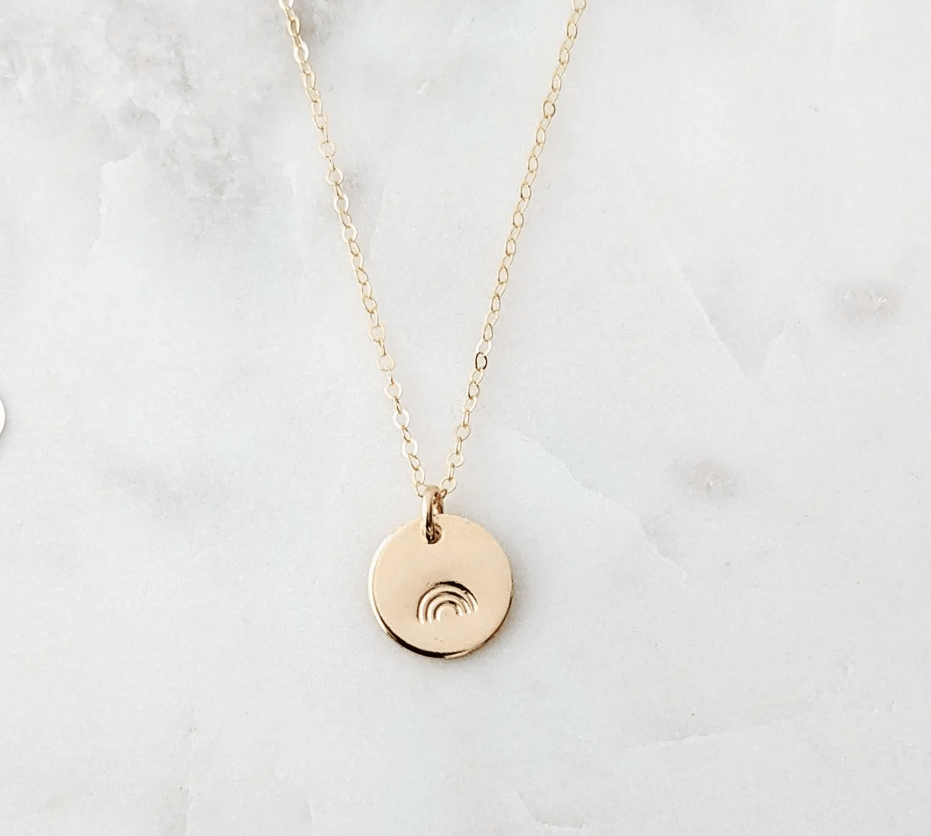 Gold Stamped Rainbow Disc Necklaces