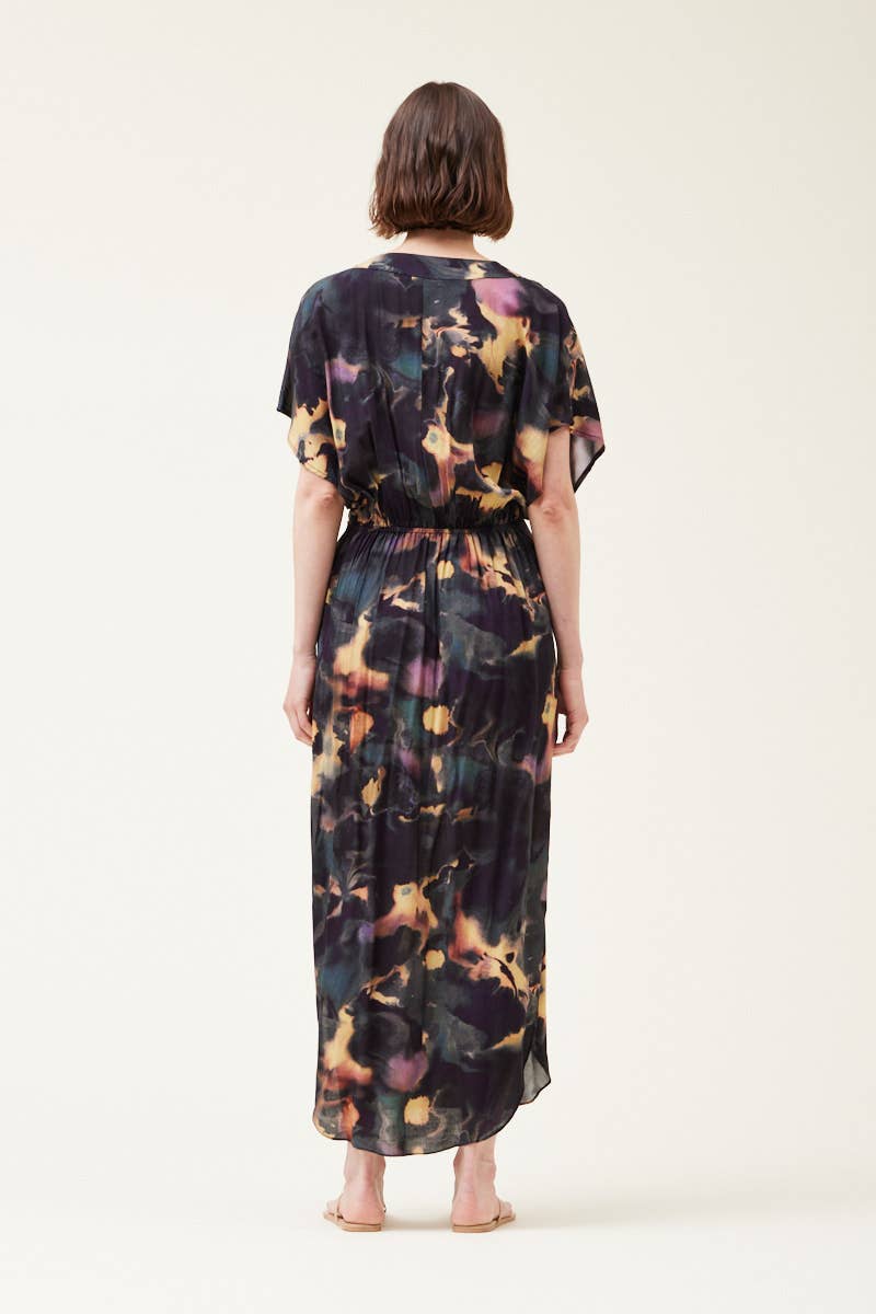 Grade & Gather - 60731RV - SWIRL PRINT SURPLICE DRESS