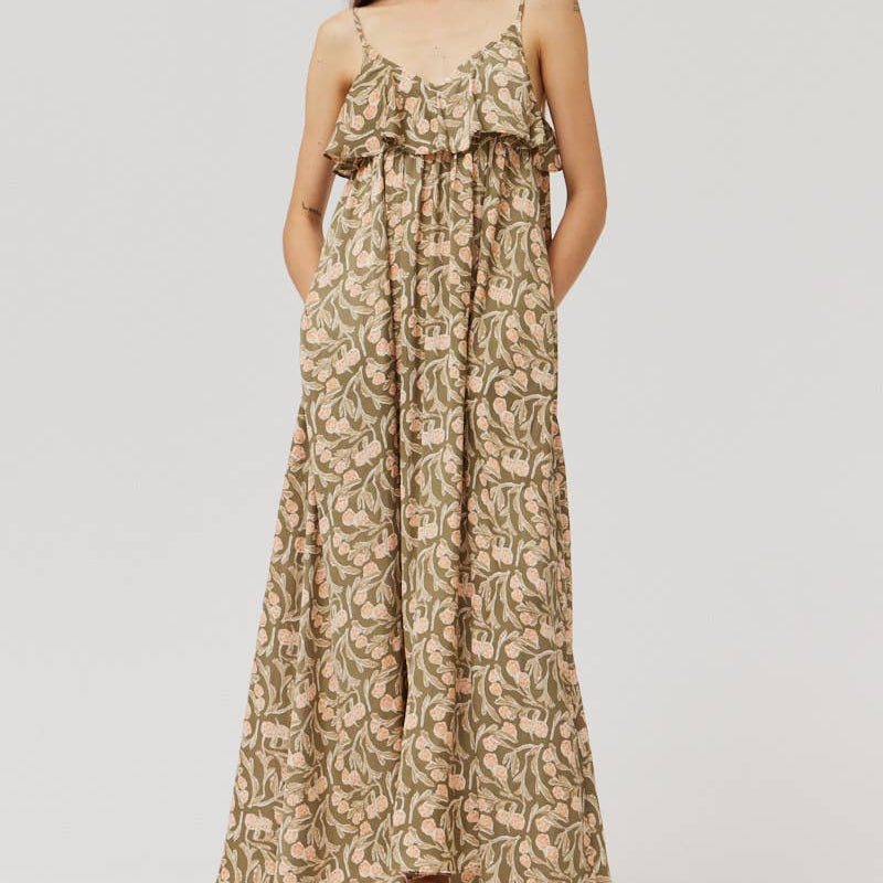 Ruffle Strap Long Dress