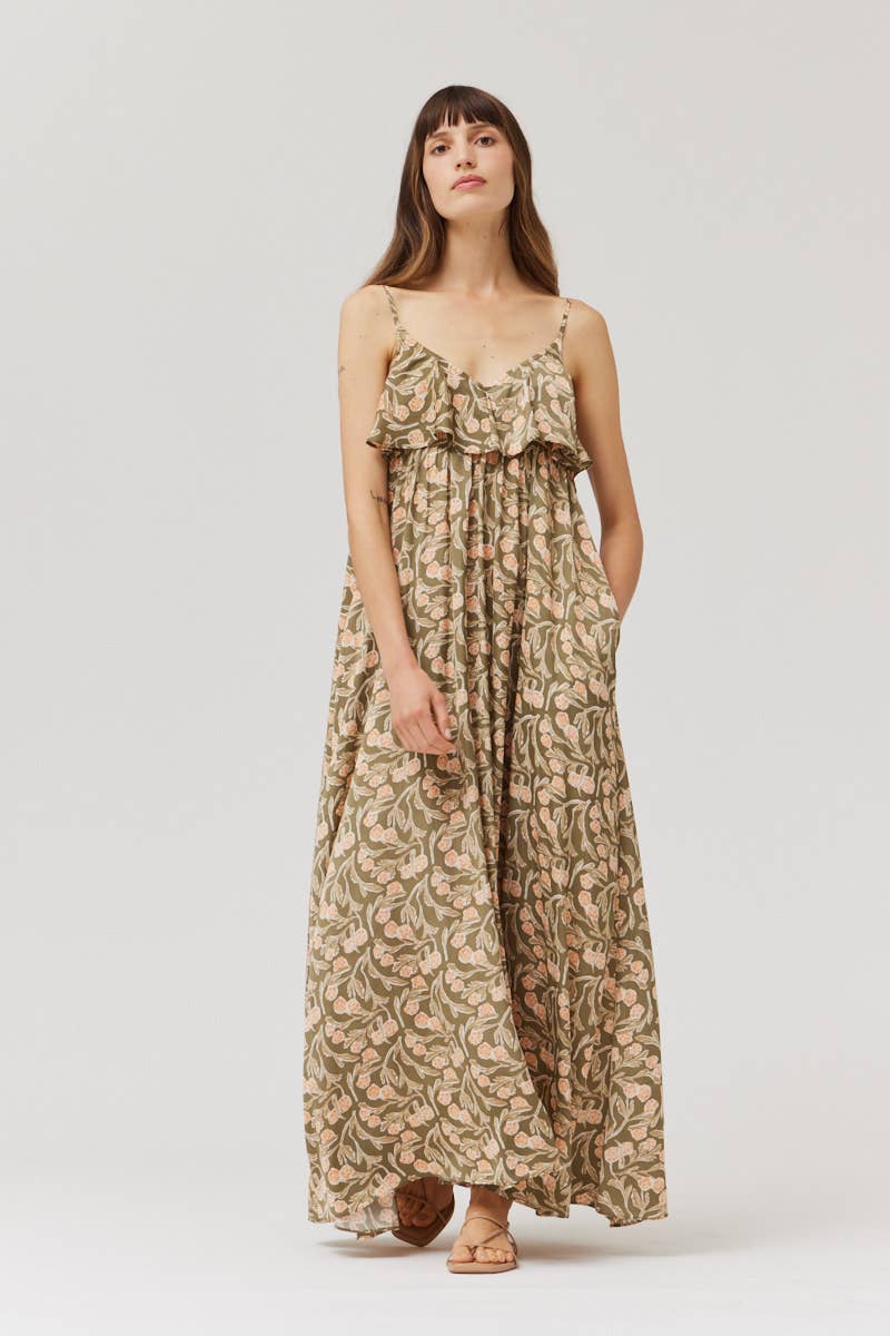 Grade & Gather - 61129KA - RUFFLE STRAP LONG DRESS